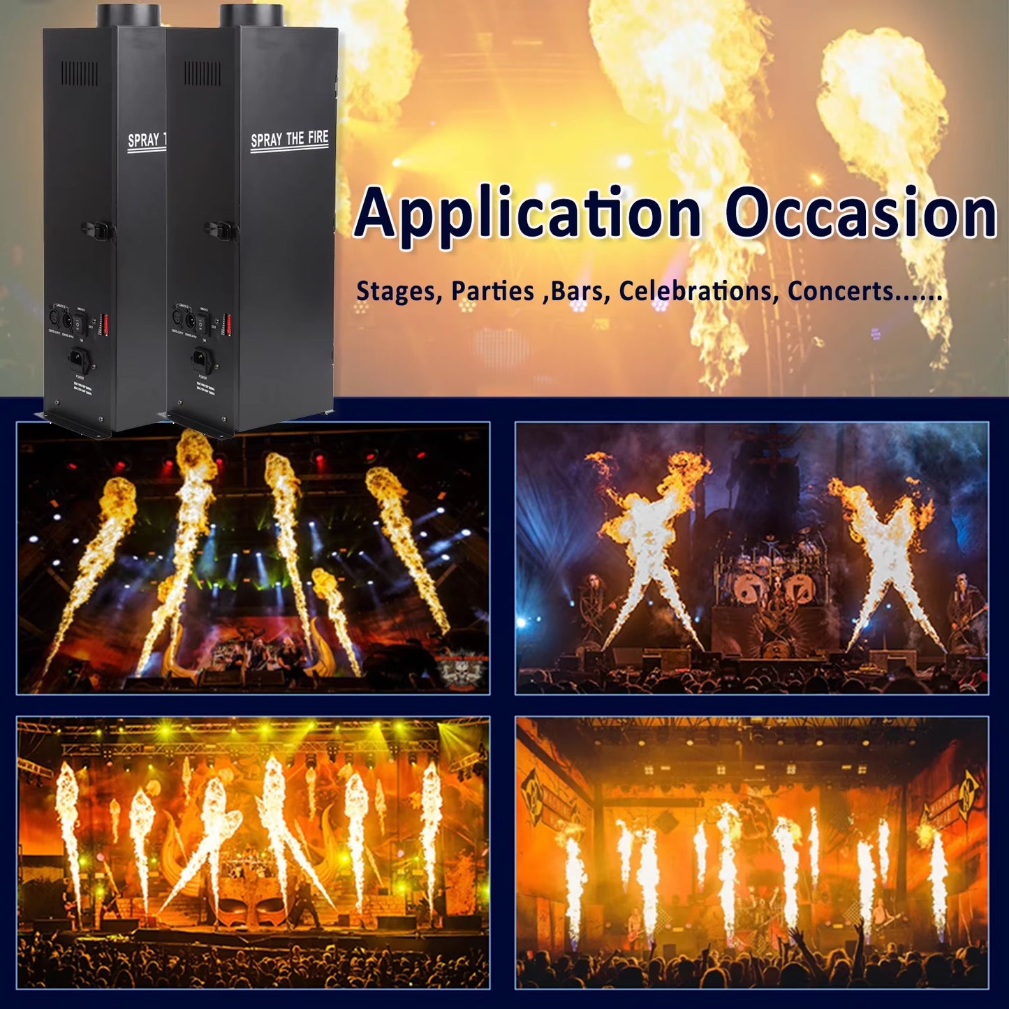 1Pc/2Pcs 200W DMX512 Flame Thrower Effect Fire Spray Stage Machine Party Projector US for Stage Show Christmas Party Wedding