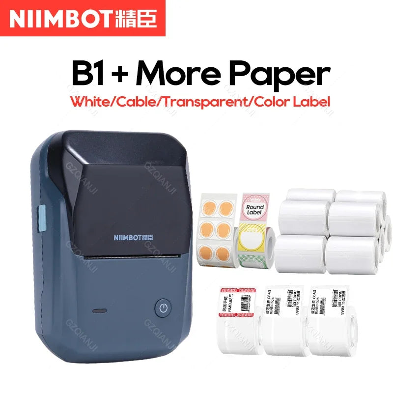 B1 Label Printer New Arrival Portable Thermal Labeller Maker Barcode QR Code Self-Adhesive Sticker Paper Rolls Bluetooth