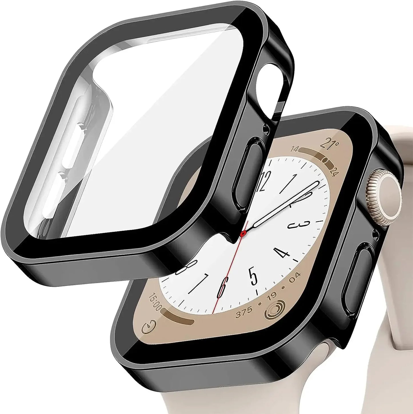 Tempered Glass+Cover for Apple Watch 9 8 7 45Mm 41Mm PC Bumper Screen Protector Case Iwatch Series 7 6 5 4 SE2 44Mm 40Mm 42Mm 38