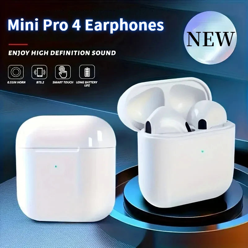 Mini Pro 4 TWS Wireless Headphones Earphone Bluetooth-Compatible 5.0 Waterproof Headset with Mic for Xiaomi Iphone Earbuds