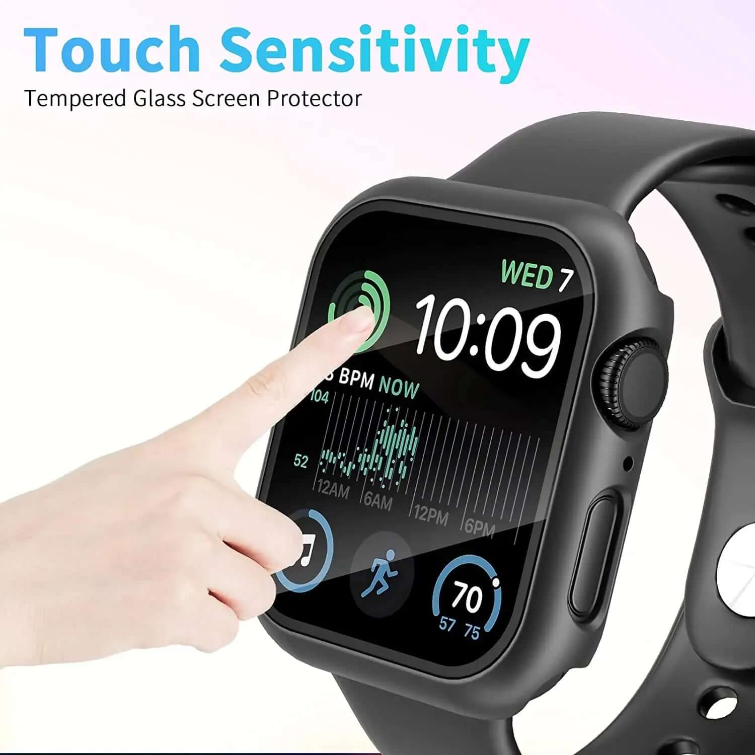 Tempered Glass+Cover for Apple Watch 9 8 7 45Mm 41Mm PC Bumper Screen Protector Case Iwatch Series 7 6 5 4 SE2 44Mm 40Mm 42Mm 38