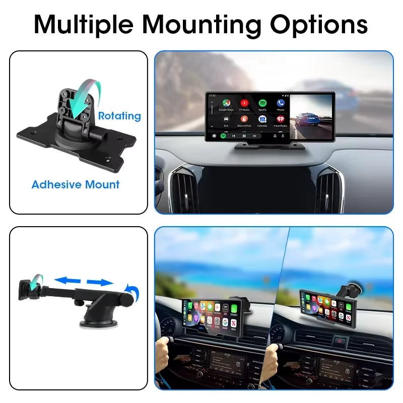10.26" Dash Cam 4K 2160P Rearview Camera Carplay & Android Auto DVR GPS Navigation Voice Control Car DVR 5G BT FM Monitor