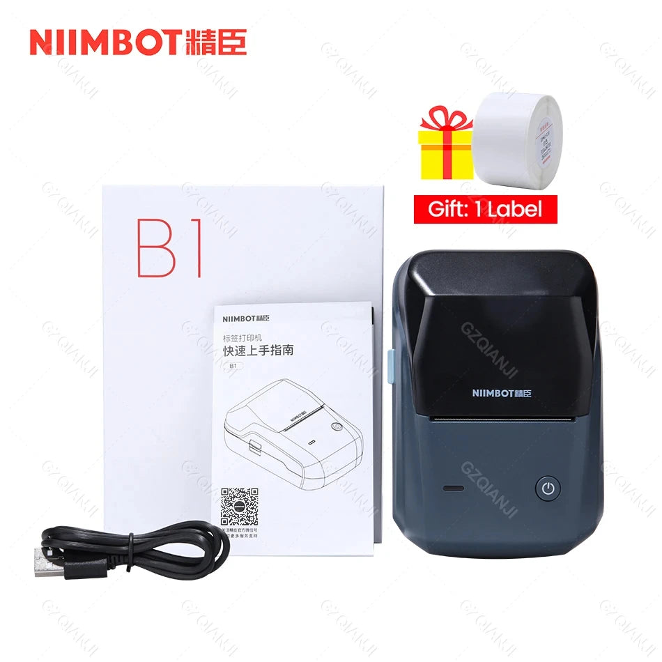 B1 Label Printer New Arrival Portable Thermal Labeller Maker Barcode QR Code Self-Adhesive Sticker Paper Rolls Bluetooth