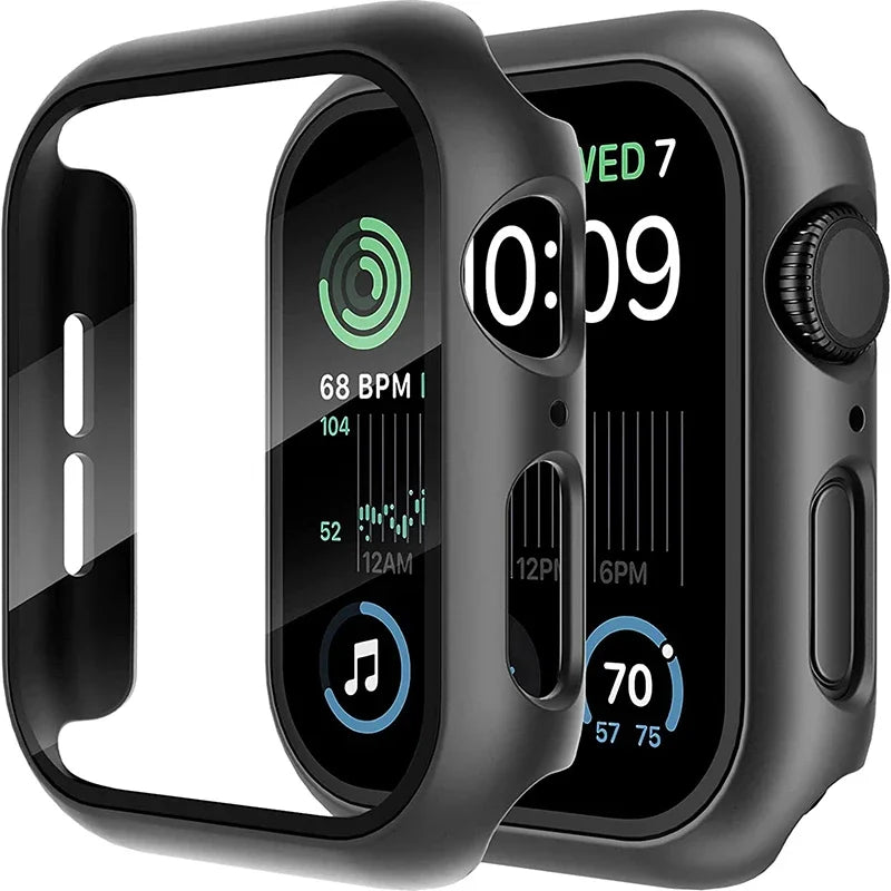 Tempered Glass+Cover for Apple Watch 9 8 7 45Mm 41Mm PC Bumper Screen Protector Case Iwatch Series 7 6 5 4 SE2 44Mm 40Mm 42Mm 38