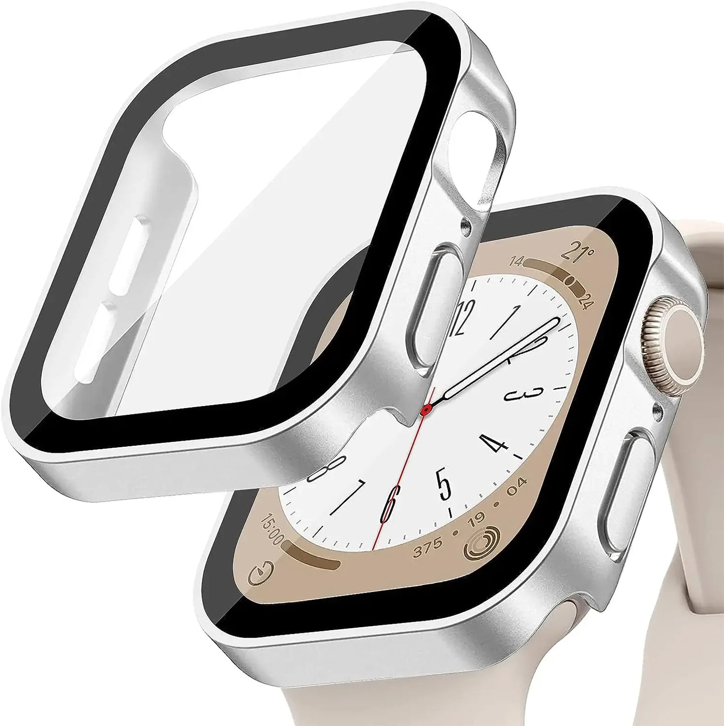 Tempered Glass+Cover for Apple Watch 9 8 7 45Mm 41Mm PC Bumper Screen Protector Case Iwatch Series 7 6 5 4 SE2 44Mm 40Mm 42Mm 38