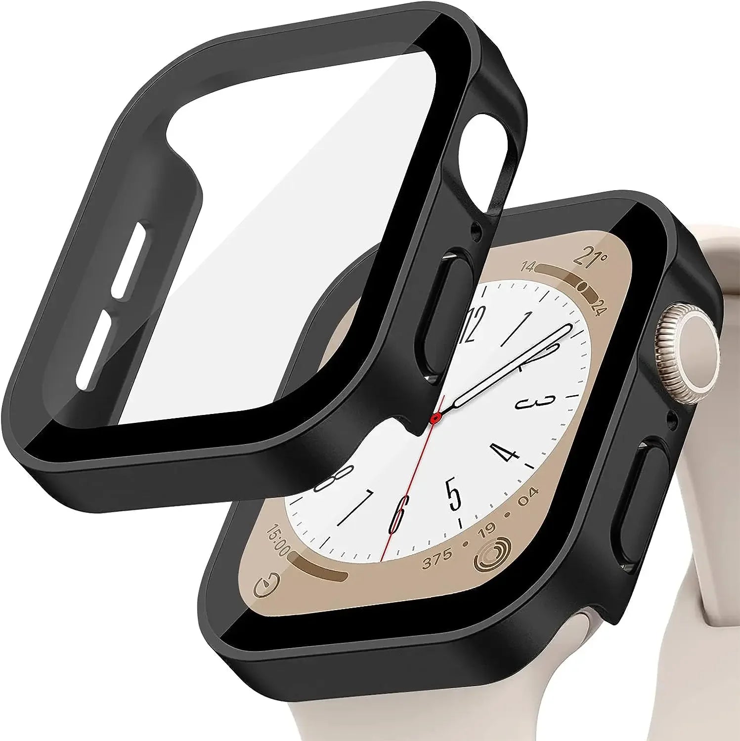 Tempered Glass+Cover for Apple Watch 9 8 7 45Mm 41Mm PC Bumper Screen Protector Case Iwatch Series 7 6 5 4 SE2 44Mm 40Mm 42Mm 38