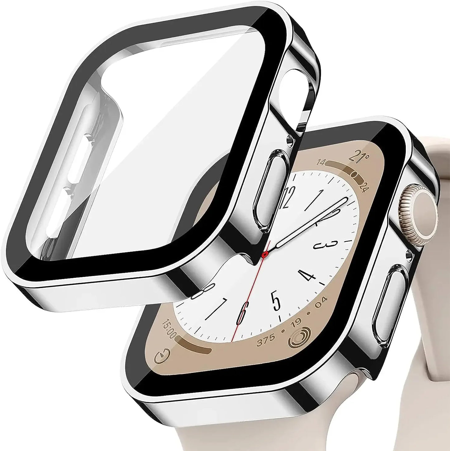 Tempered Glass+Cover for Apple Watch 9 8 7 45Mm 41Mm PC Bumper Screen Protector Case Iwatch Series 7 6 5 4 SE2 44Mm 40Mm 42Mm 38