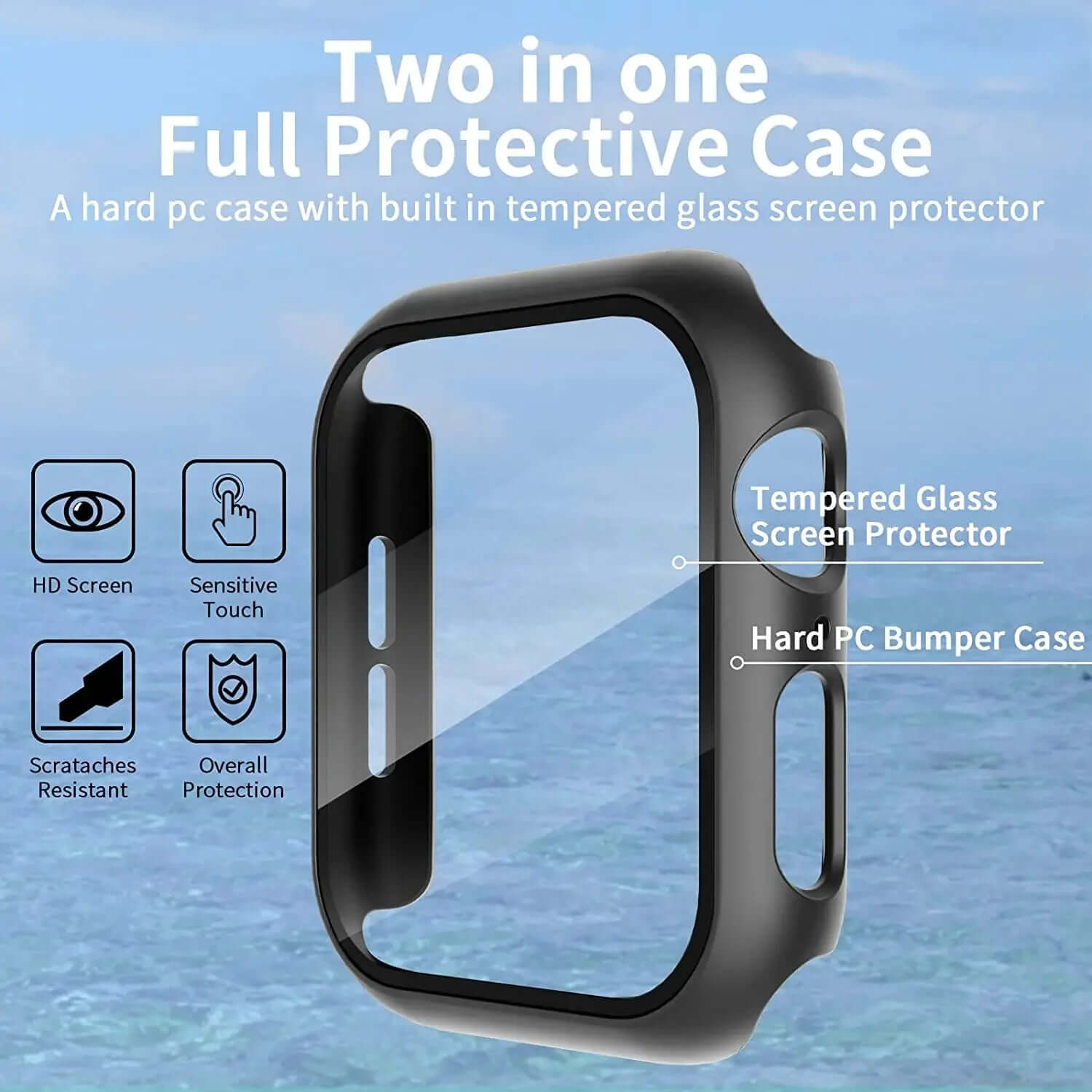 Tempered Glass+Cover for Apple Watch 9 8 7 45Mm 41Mm PC Bumper Screen Protector Case Iwatch Series 7 6 5 4 SE2 44Mm 40Mm 42Mm 38