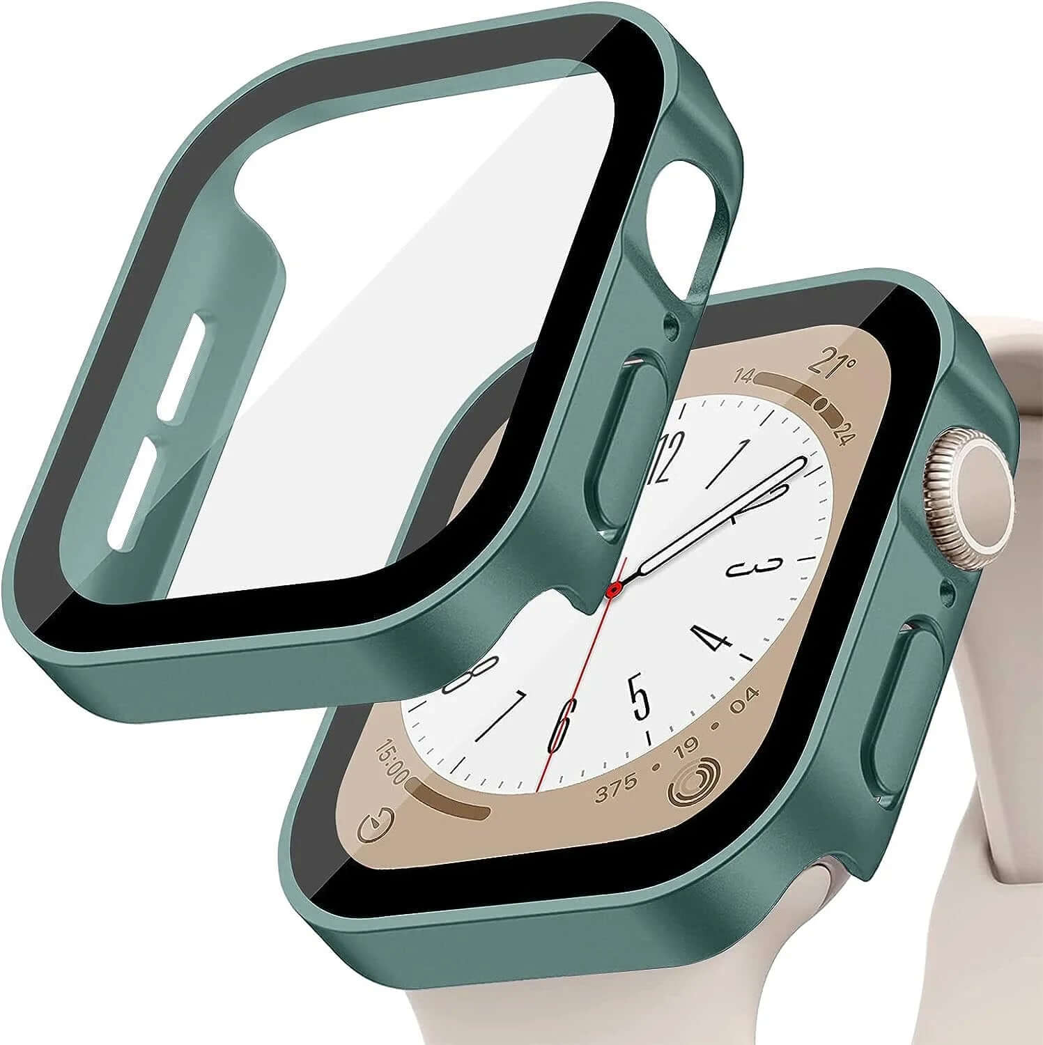 Tempered Glass+Cover for Apple Watch 9 8 7 45Mm 41Mm PC Bumper Screen Protector Case Iwatch Series 7 6 5 4 SE2 44Mm 40Mm 42Mm 38