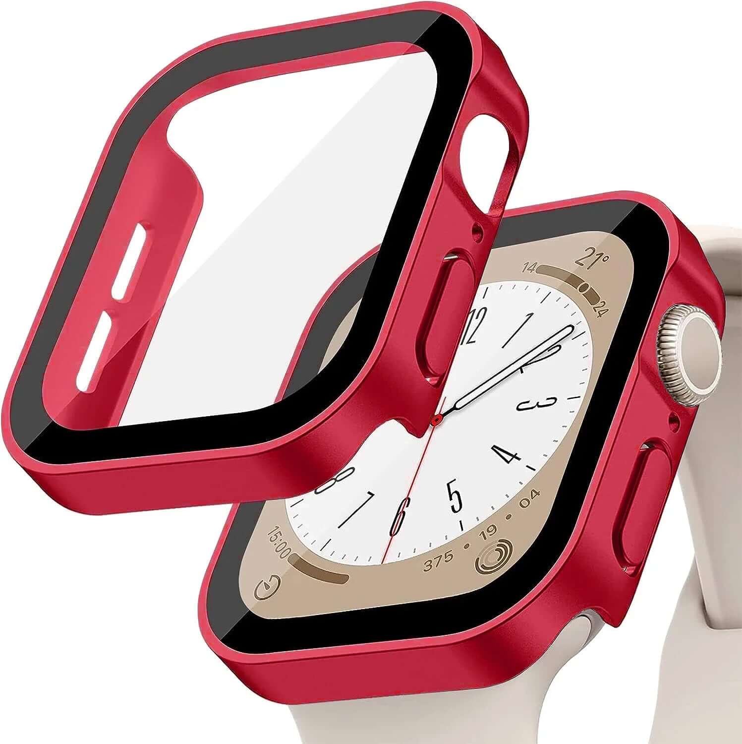 Tempered Glass+Cover for Apple Watch 9 8 7 45Mm 41Mm PC Bumper Screen Protector Case Iwatch Series 7 6 5 4 SE2 44Mm 40Mm 42Mm 38