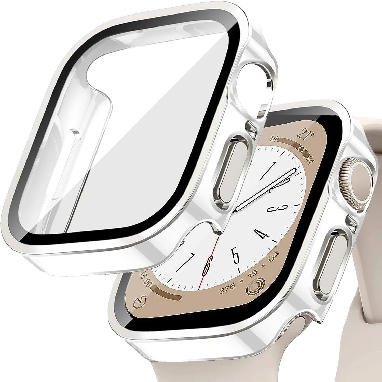 Tempered Glass+Cover for Apple Watch 9 8 7 45Mm 41Mm PC Bumper Screen Protector Case Iwatch Series 7 6 5 4 SE2 44Mm 40Mm 42Mm 38
