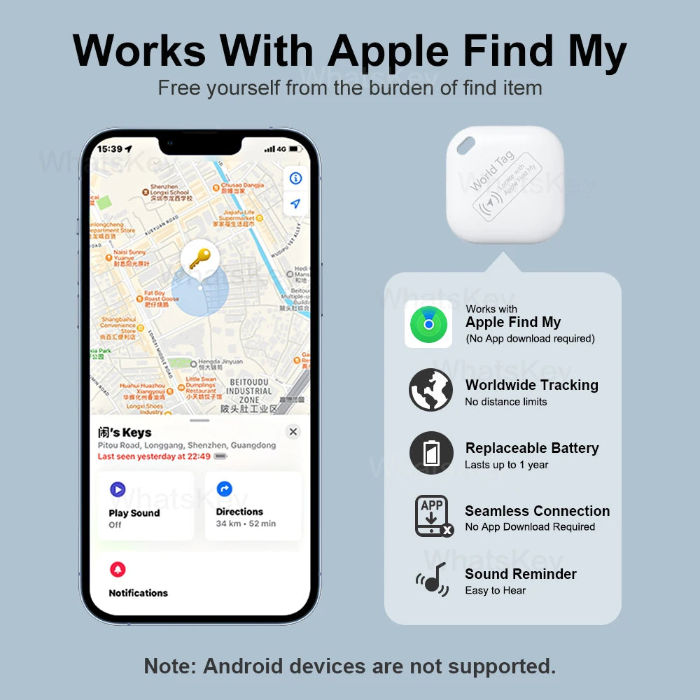 Mini Tracker with Apple Find My GPS Tracking Bluetooth Device Smart Itag Child Finder Pet Car Lost Tracker IOS System Key