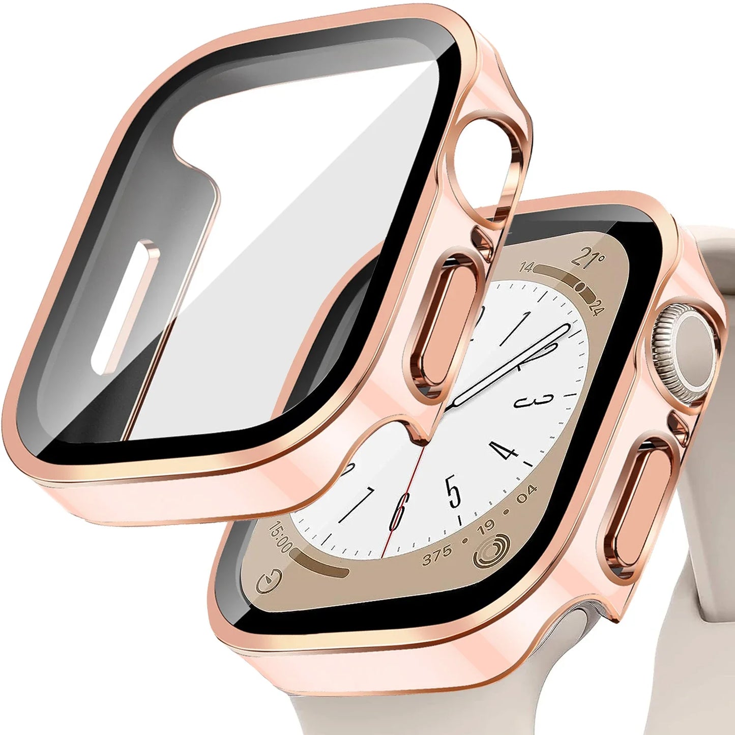 Tempered Glass+Cover for Apple Watch 9 8 7 45Mm 41Mm PC Bumper Screen Protector Case Iwatch Series 7 6 5 4 SE2 44Mm 40Mm 42Mm 38