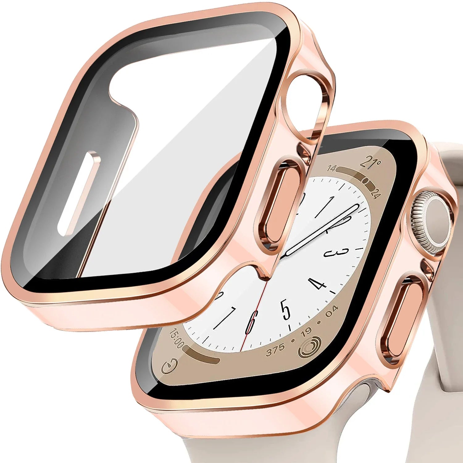 Tempered Glass+Cover for Apple Watch 9 8 7 45Mm 41Mm PC Bumper Screen Protector Case Iwatch Series 7 6 5 4 SE2 44Mm 40Mm 42Mm 38