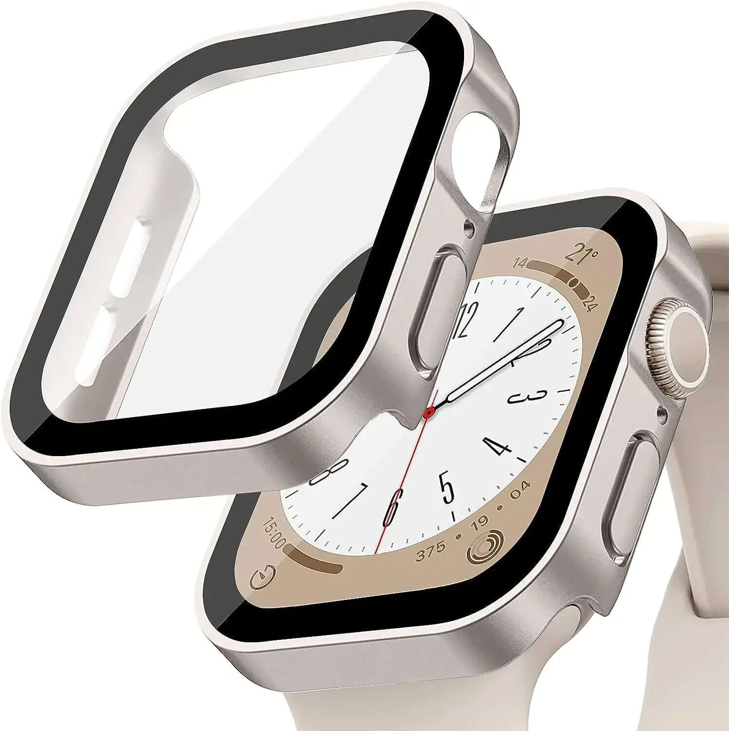 Tempered Glass+Cover for Apple Watch 9 8 7 45Mm 41Mm PC Bumper Screen Protector Case Iwatch Series 7 6 5 4 SE2 44Mm 40Mm 42Mm 38