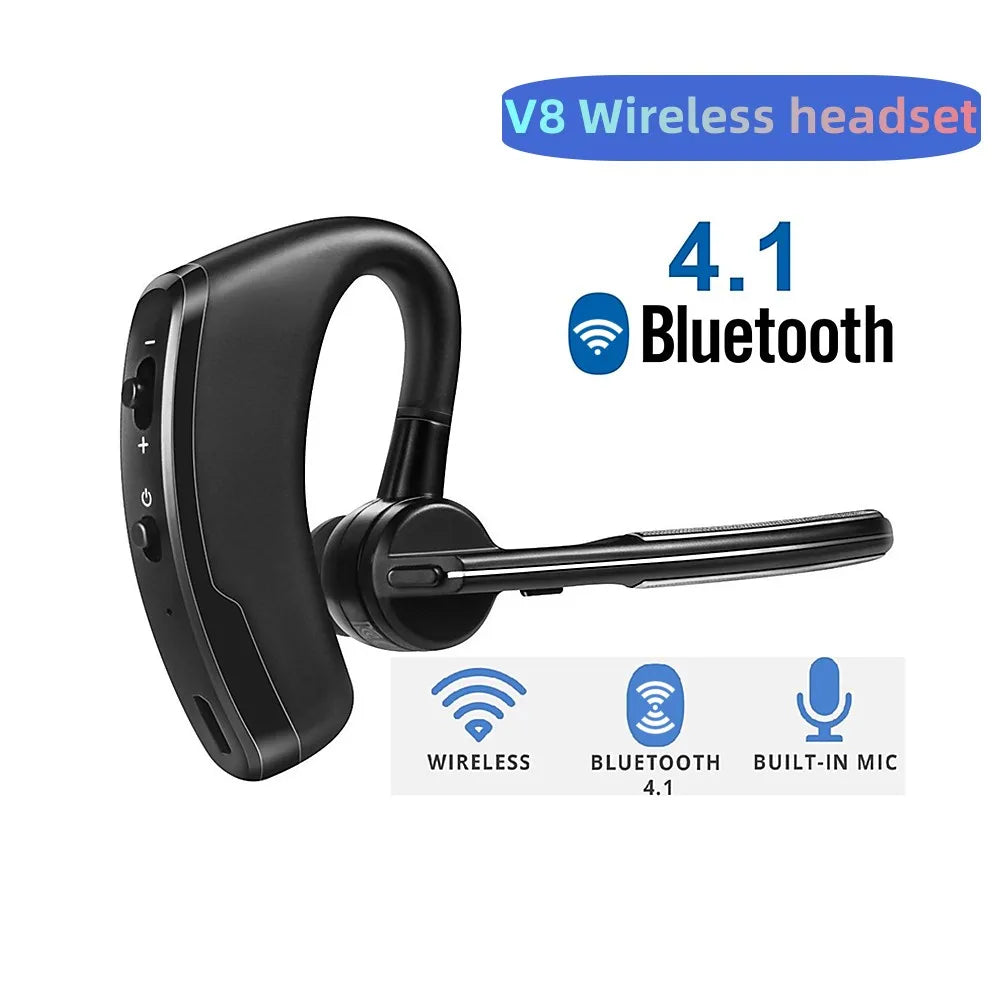 V8 Bluetooth Headset Hearing Aid Hands-Free Wireless Headset Business Headset HD Calling Stereo Noise Cancelling Sports Headset