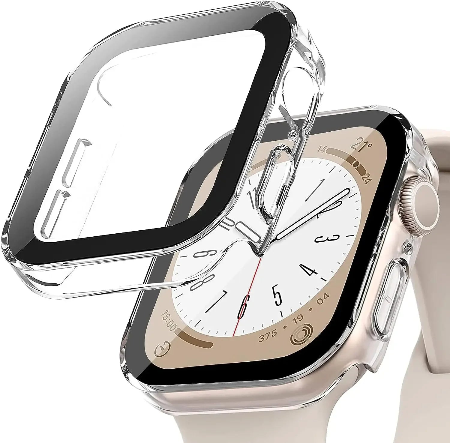 Tempered Glass+Cover for Apple Watch 9 8 7 45Mm 41Mm PC Bumper Screen Protector Case Iwatch Series 7 6 5 4 SE2 44Mm 40Mm 42Mm 38