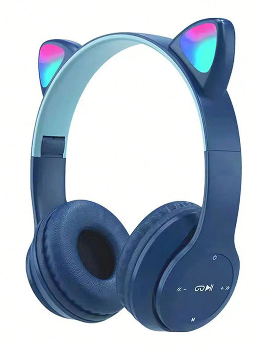 Glowing Cat Ears Headset Wireless Headset, Cartoon Gaming Wireless Headset, Stereo Sound Foldable Wireless Headset