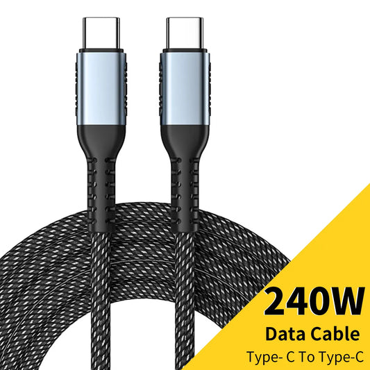 PD 240W Super Fast Charging Cable for Laptop Tablet USB Type C Data Cord for Macbook Air Ipad Iphone 15 Pro Max Xiaomi Dell HP