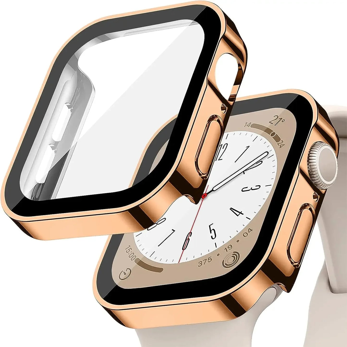 Tempered Glass+Cover for Apple Watch 9 8 7 45Mm 41Mm PC Bumper Screen Protector Case Iwatch Series 7 6 5 4 SE2 44Mm 40Mm 42Mm 38