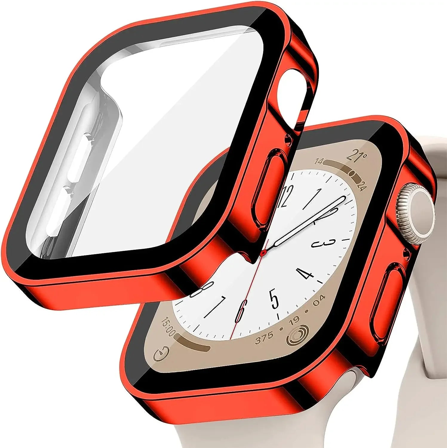 Tempered Glass+Cover for Apple Watch 9 8 7 45Mm 41Mm PC Bumper Screen Protector Case Iwatch Series 7 6 5 4 SE2 44Mm 40Mm 42Mm 38