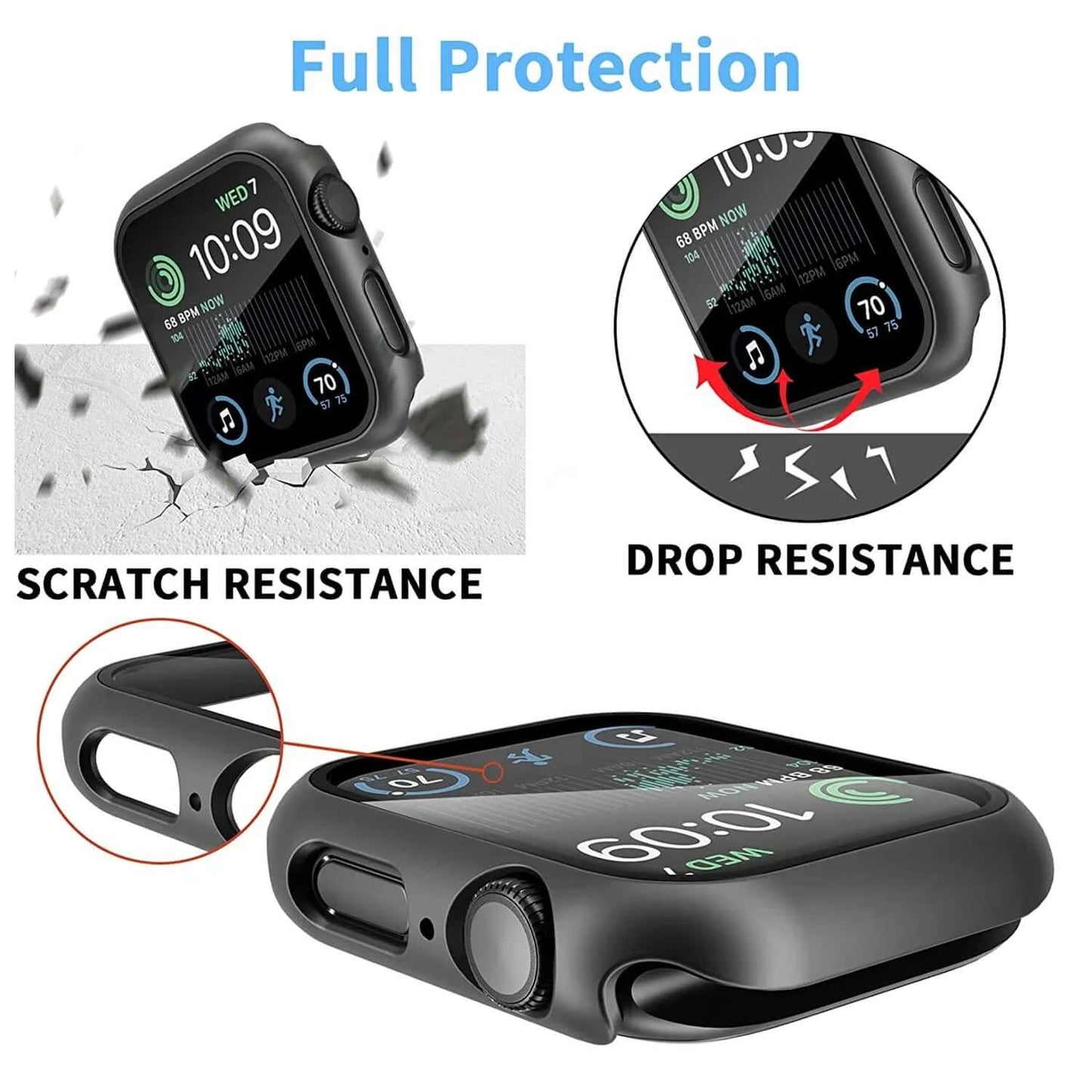 Tempered Glass+Cover for Apple Watch 9 8 7 45Mm 41Mm PC Bumper Screen Protector Case Iwatch Series 7 6 5 4 SE2 44Mm 40Mm 42Mm 38