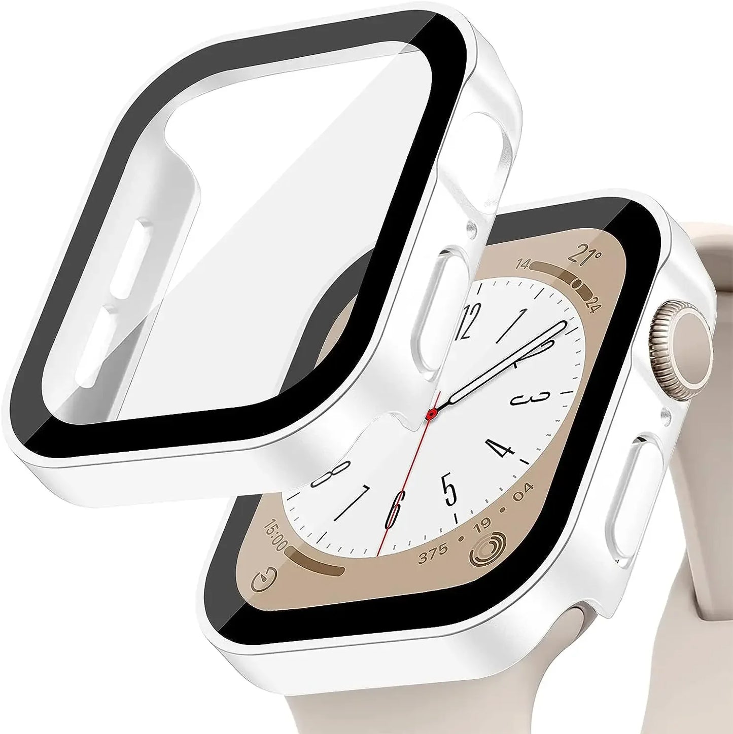 Tempered Glass+Cover for Apple Watch 9 8 7 45Mm 41Mm PC Bumper Screen Protector Case Iwatch Series 7 6 5 4 SE2 44Mm 40Mm 42Mm 38