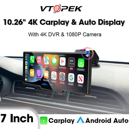 10.26" Dash Cam 4K 2160P Rearview Camera Carplay & Android Auto DVR GPS Navigation Voice Control Car DVR 5G BT FM Monitor