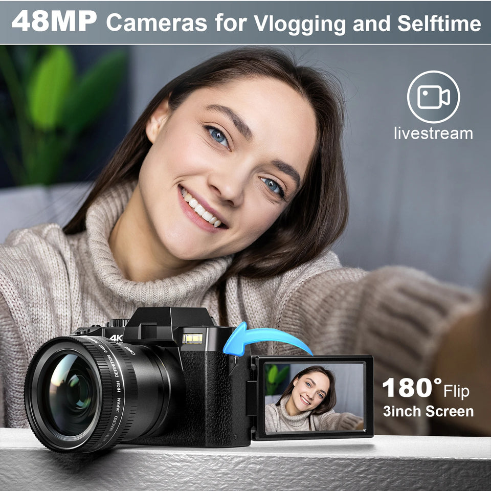 Compact Digital Photography Camera 4K WIFI Web Cam Vintage Vlog Video Recorder Youtube 48MP Camcorder 16X Digital Zoom Camera