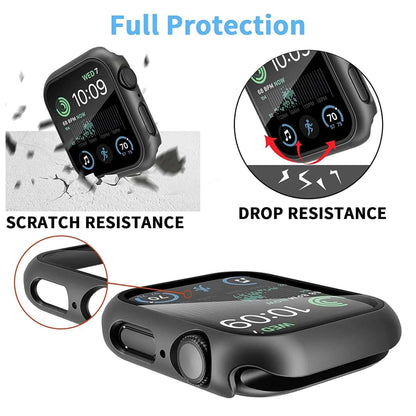 Tempered Glass+Cover for Apple Watch 9 8 7 45Mm 41Mm PC Bumper Screen Protector Case Iwatch Series 7 6 5 4 SE2 44Mm 40Mm 42Mm 38