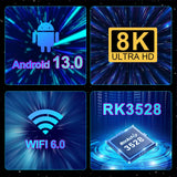 Android 13 8K Ultra HD Smart TV Box Wifi6 Fast Stable Transmission Media Player 4GB64GB Large Memory Netflix Youtube ATV MAXA13