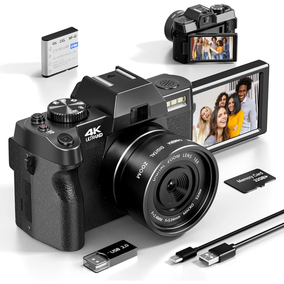 Compact Digital Photography Camera 4K WIFI Web Cam Vintage Vlog Video Recorder Youtube 48MP Camcorder 16X Digital Zoom Camera